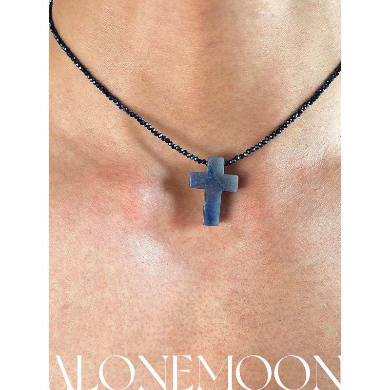 

Alonemoon Handmade Original Rough Stone Beaded Necklace Y2g Fashion Sexy Ins Style Niche Style Feedback Blue/Natural Rough Stones Have Different Patterns