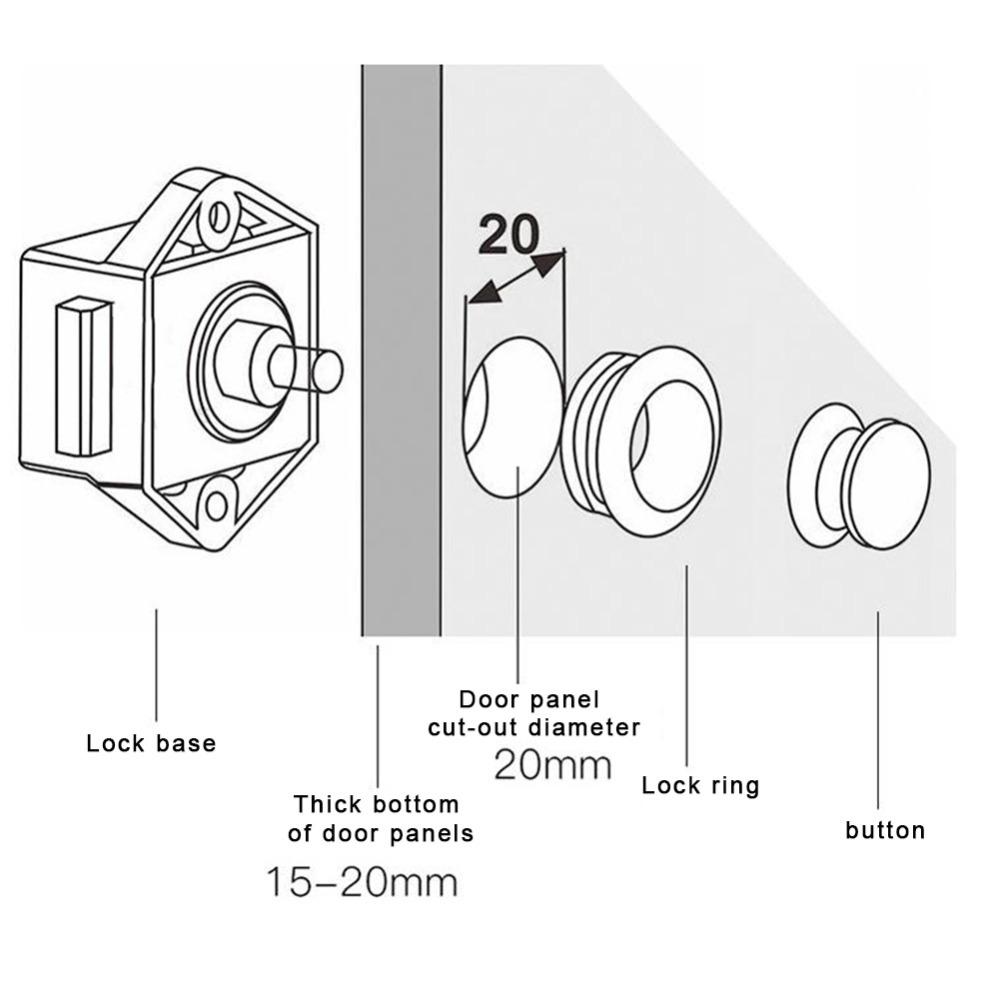 Cupboard RV Caravan Handle Button Locks Drawer Lock Door Lock Camper Car Push Lock Cabinet Catch