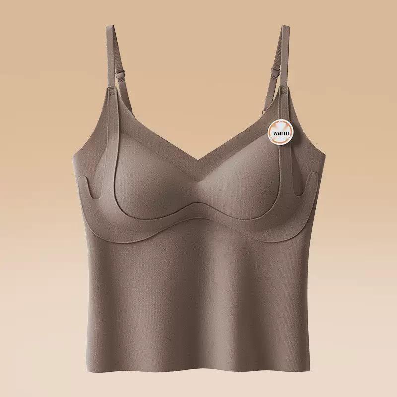 

Women s Heated Brushed Camisole Tank with Built-In Bra for Autumn/Winter Wear M [40-50kg] кавовий