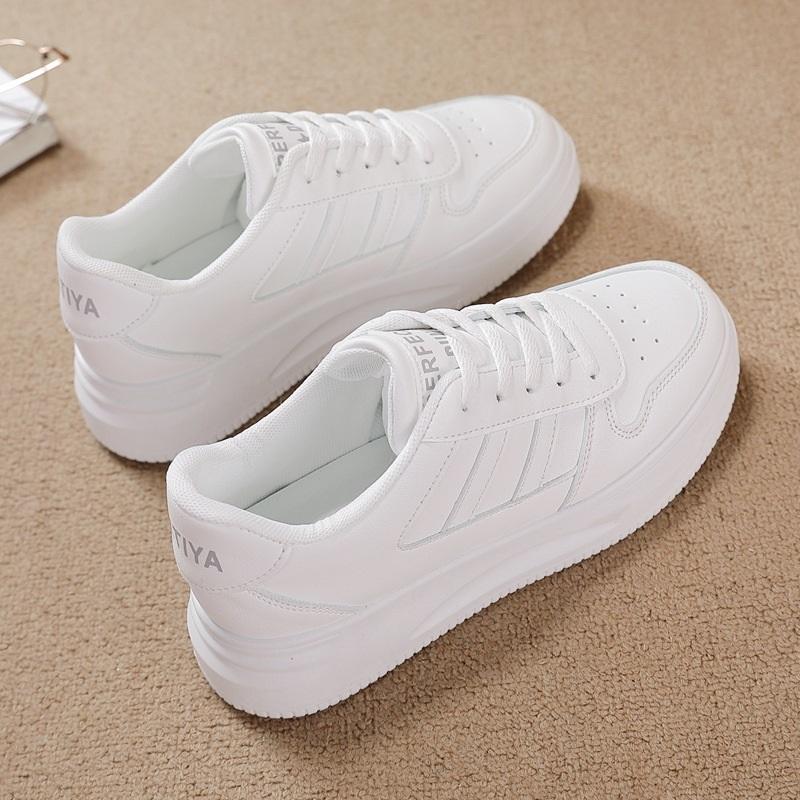 Women White Chunky Platform Sneakers Casual Athletic Skate Shoes