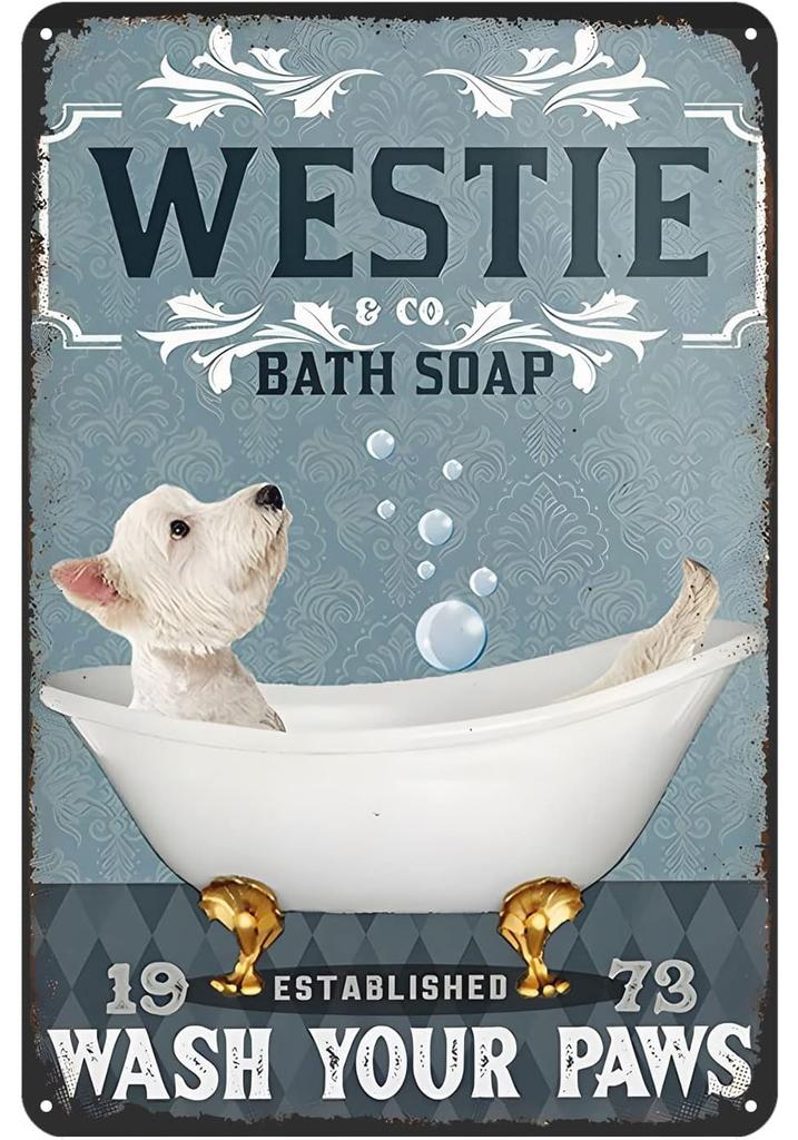 Dog Bath Soap Metal Tin Sign Vintage Rustic Wash Room Wall Decor Poster Man Cave Coffee Shop Bar Plaques Iron Painting Pictur