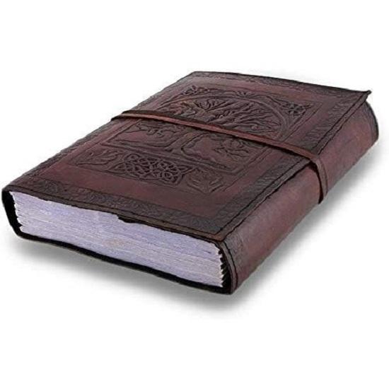 Ledertagebuch, antikes/mittelalterliches Ledertagebuch, geprägtes großes Baum-Notizbuch, zum Schreiben von Ledertagebüchern