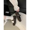Retro style flat-soled Mary Jane shoes, children's winter velvet warm platform beanie ladyshoes