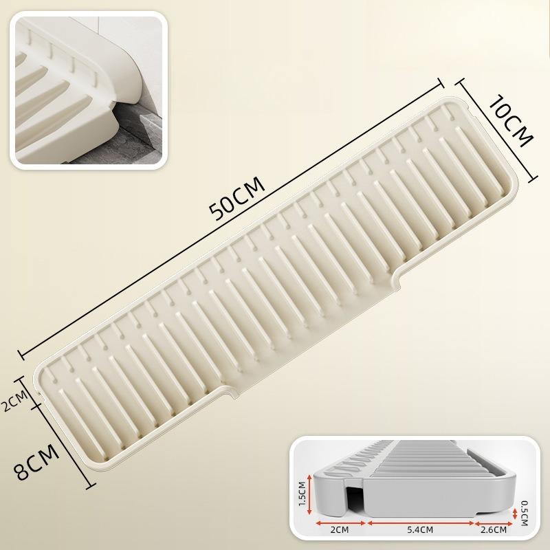 

Narrow Edge Silicone Sink Mat - Foldable Faucet Splash Guard & Drainage Slope, Absorbent Countertop Wiper for Kitchen & Washbasin