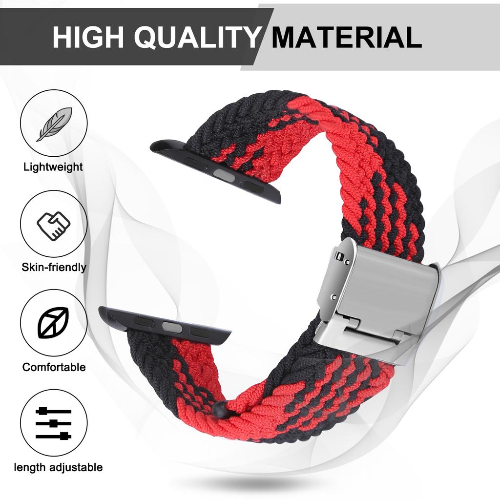 Adjustable Braided Watch Bands for Apple Watch Series Ultra 9 8 7 Folding Clasp Nylon Strap for IWatch 4 5 6 38 40 42 44 41 45 49mm Bracelet
