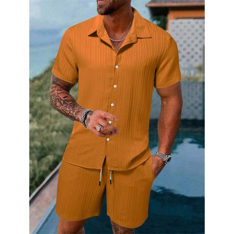 Summer Men's Casual Loose Short-sleeved Shirts And Shorts Beach Sets For Europe And America