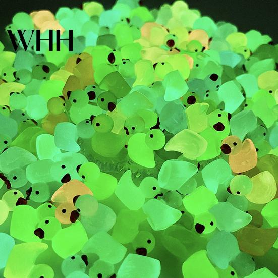 Mini Duck Figurine 10/20/30/40/50/100Pcs Glow-in-the-dark Resin Little Ornament Tiny Animal Toy Miniature Statue Fairy Garden Microlandscape
