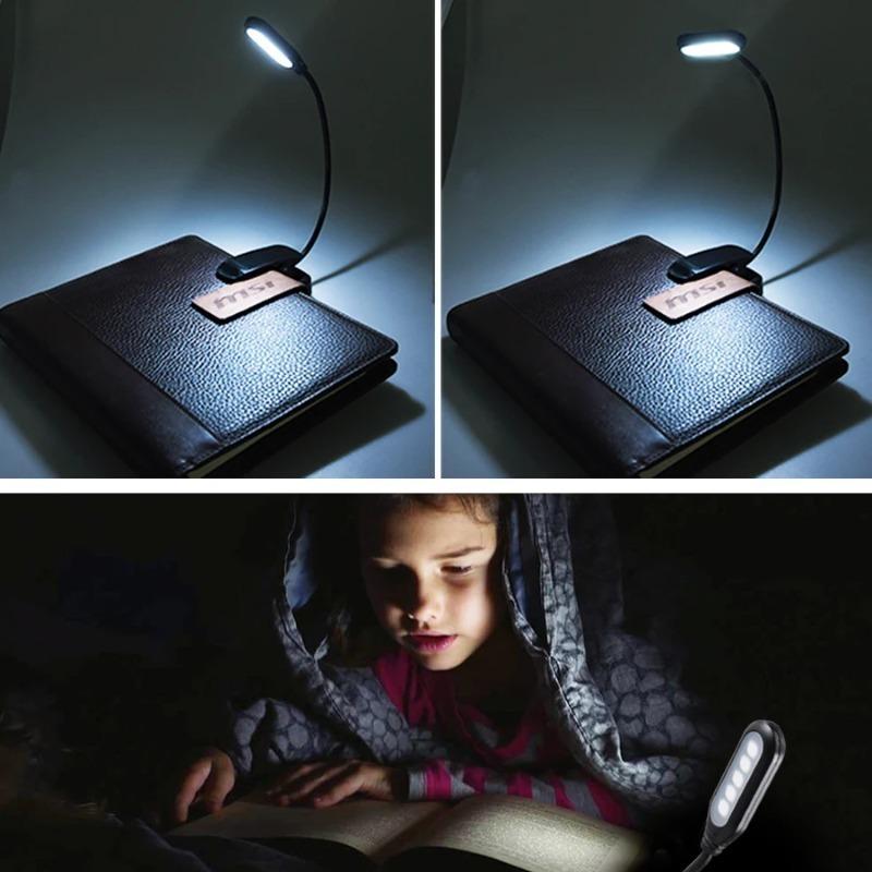 New LED Book Light USB Rechargeable Reading Light Daylight Portable Flexible Easy Clip Night Reading Lamp