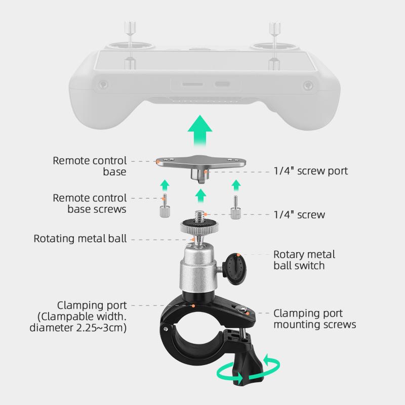 Bicycle Remote Control Mount for DJI Mini 4 Pro/Air 3/Mini 3 Pro Drone RC Holder Clip for DJI RC/RC 2 Accessory