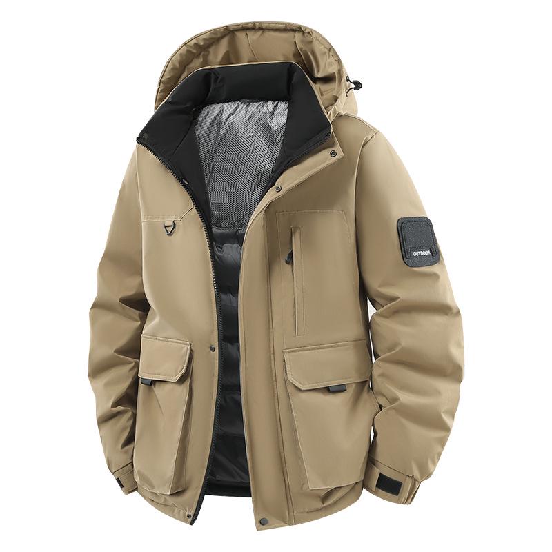 2025 Men's Winter Workwear Down Jacket with Detachable Hood and Thickened Graphene, 90% White Duck Down