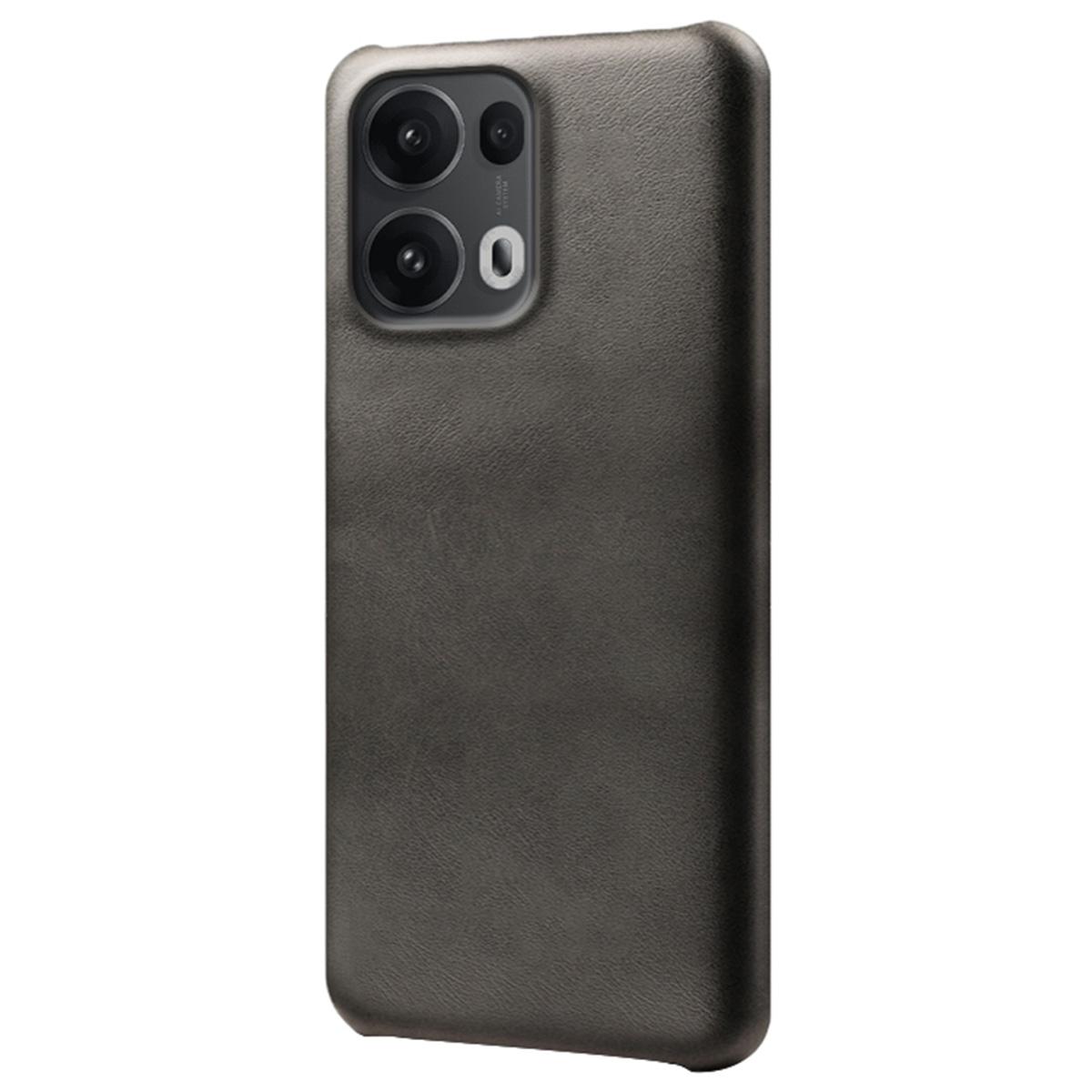 

For Oppo Reno13 Pro 5G Case Calf Texture PU Leather Hard PC Protective Phone Cover Black