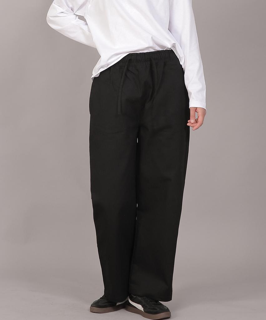 SAINTCREW Pocketless Work Elastic Waist Wide Pants Eww-385 Black