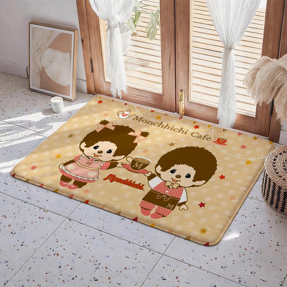 

Character C Monchhichi Floor Mat Eco Flannel Doormat Non Slip Odorless Indoor Floor Rug Soft Short Plush Home Mat 50x80cm
