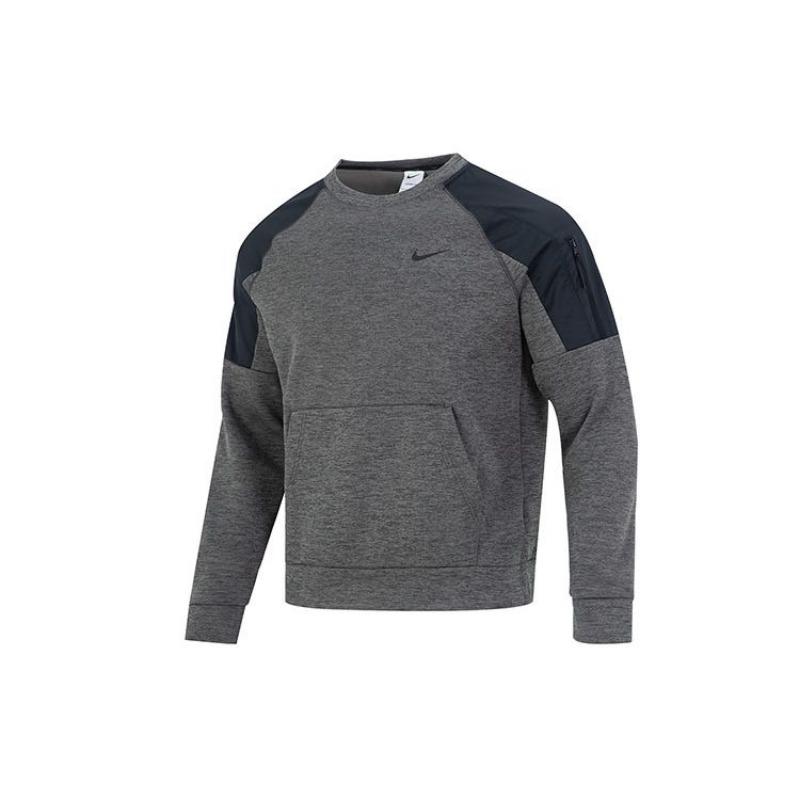 

Nike Therma Новинка Crew Logo Print Спортивный повседневный пуловер Толстовка Мужские топы Коричневый DQ4855-071 S