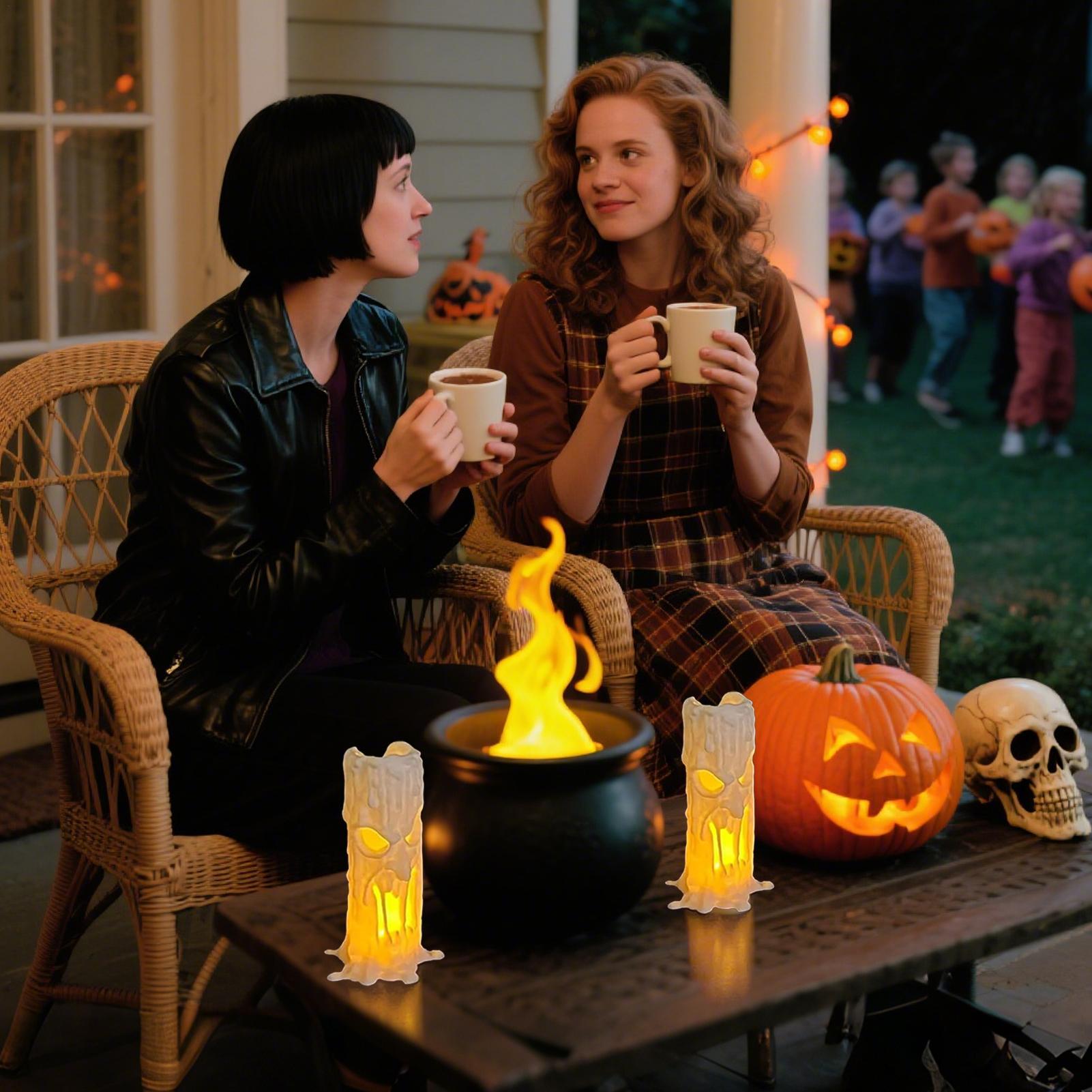 

Halloween Flameless Candles 6.2-inch Spooky Human Face LED Flameless Candle Gothic Horror Skeleton Ghost Candle Home Decoration CN