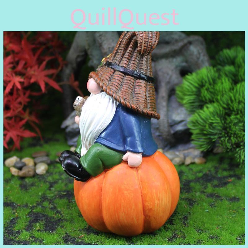 Dwarf Sitting Pumpkin Resin Decoration Snail In Hand With Hat Design For Gifts