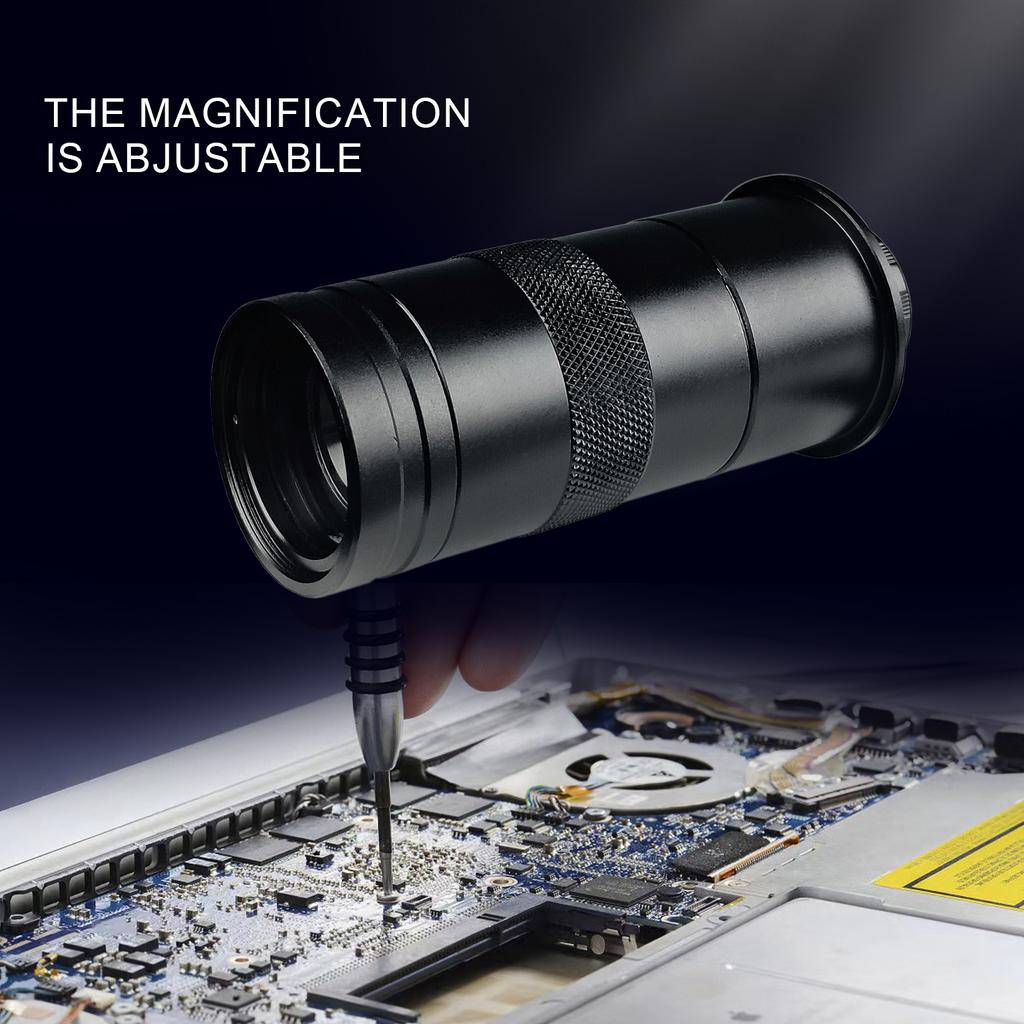 YIZHAN 130X 150X 180X Zoom C-Mount Lens Magnification Adjustable 25mm For Electron Video Microscope Accessories Monocular Camera