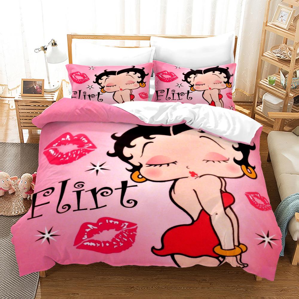 3D Three-Piece Betty Boop Quilt Cover Digital Printing
