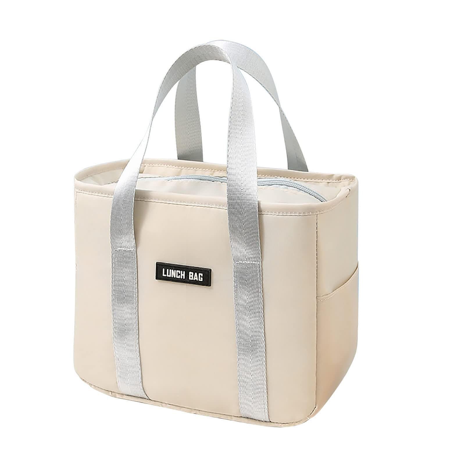 

Insulated Lunch Bag Large Capacity Thermal Lunch Box Tote Cooler Bag with Sturdy Handles for Work School Outdoor Use One Size бежевий
