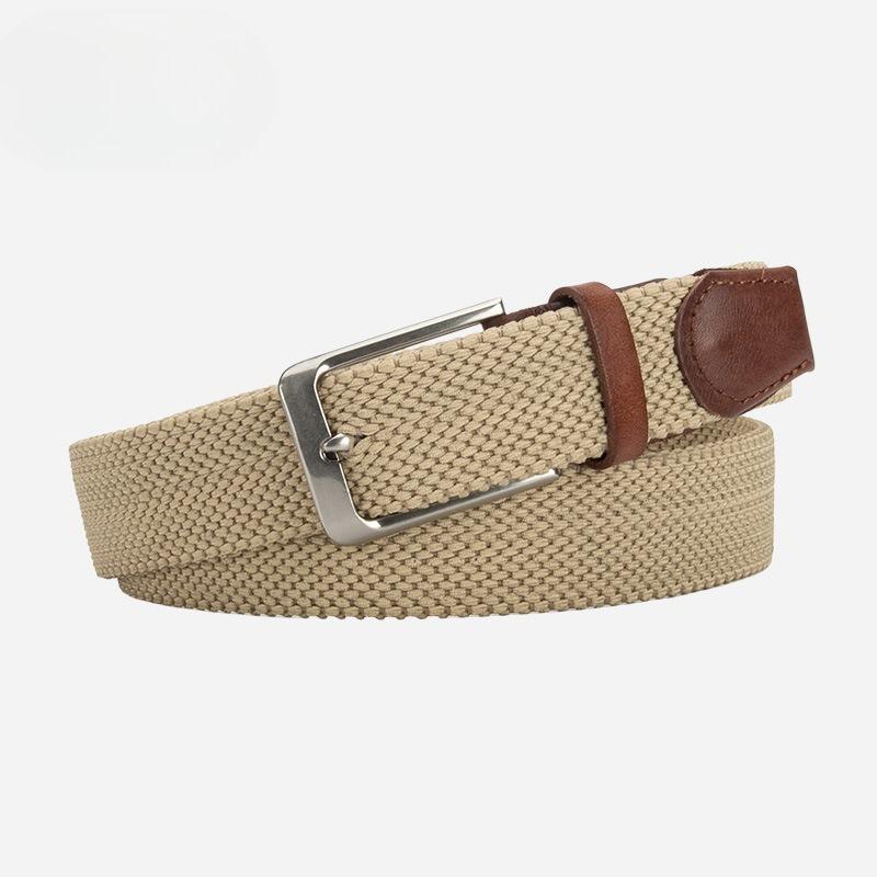 

Non-hole Knitted Needle Buckle Belt for Men s Cowhide Canvas Sturdy Durable Belt Fashionable Versatile Belt for Men 105cm
