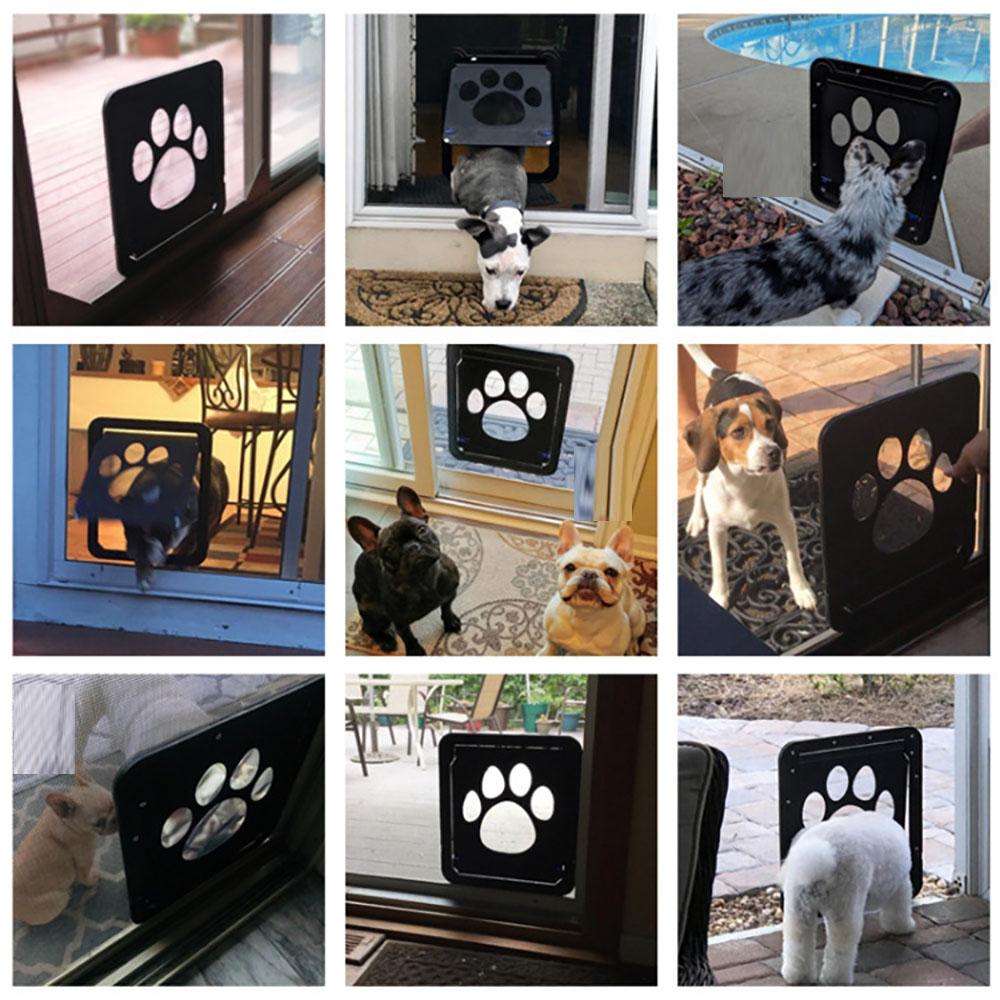 Pet Flap Door Dog Cat Magnetic Locking Sliding Screen Square Gate