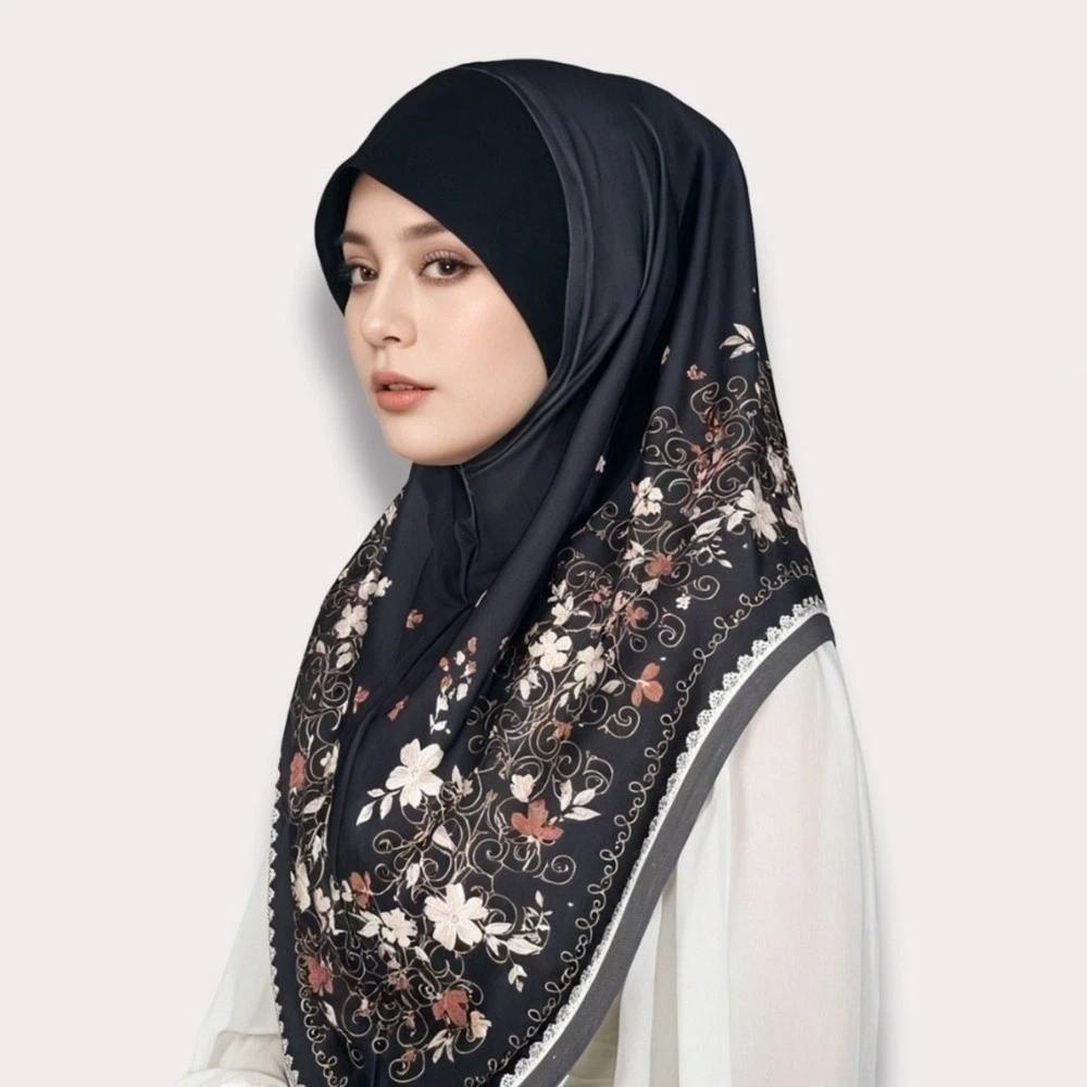 Breathable Eid Al-Fitr Long Floral Turban Adjustable Multiple Colors Printed Arab Lady Headscarf Versatile Cotton