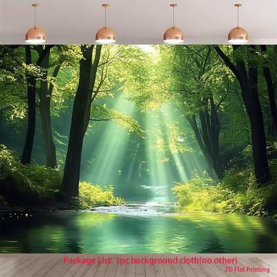 2D Enchanted Woodland Morning Ray Backdrop Outdoor Nature Decor Background Cloth