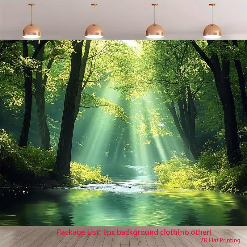 2D Enchanted Woodland Morning Ray Backdrop Outdoor Nature Decor Background Cloth