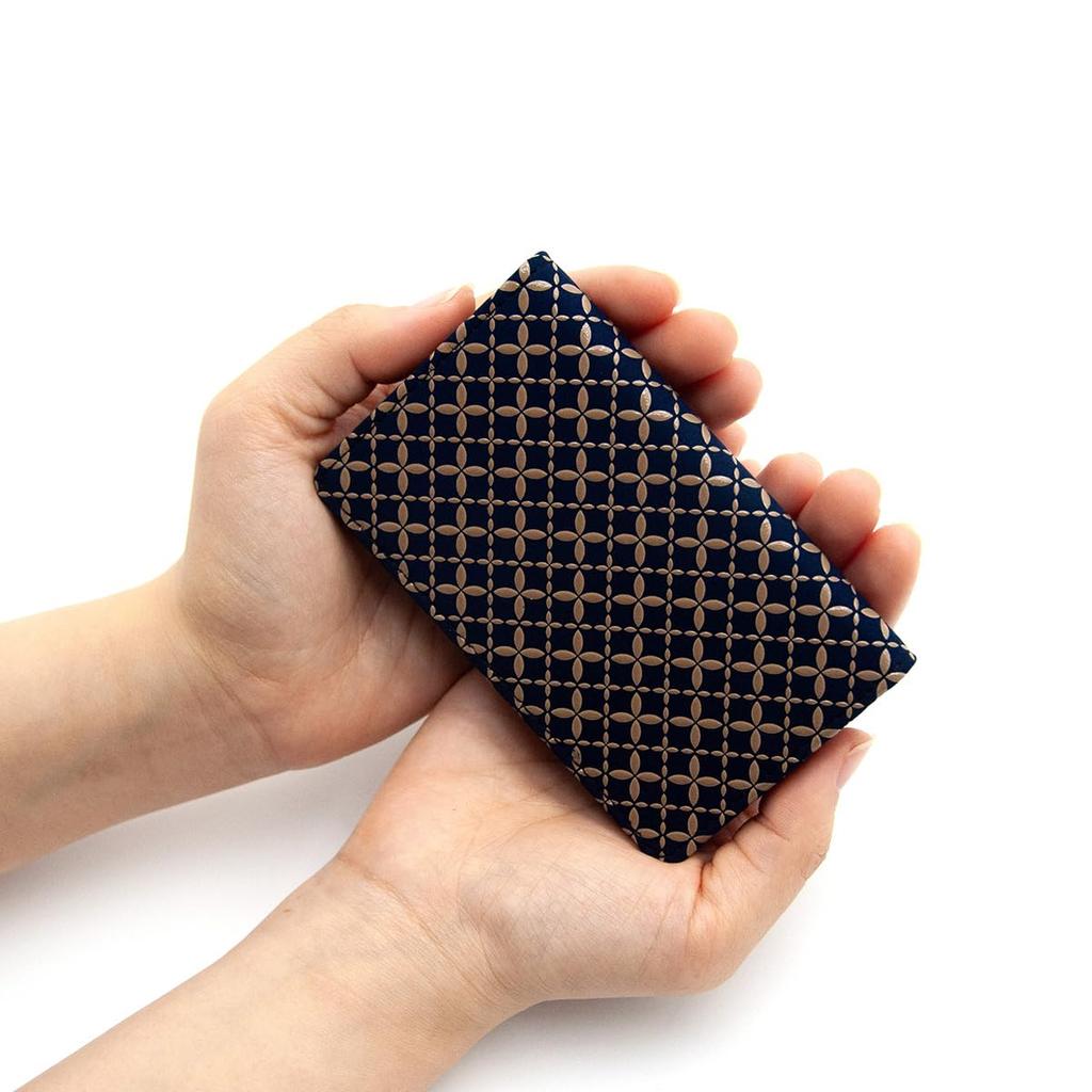 Inden Business Card 2501 Navy Blue with White Shippo [Inden-ya] Case, Deerskin, Lacquered, Craft, Gusseted, No. ([14-179] Lacquer, Pattern)