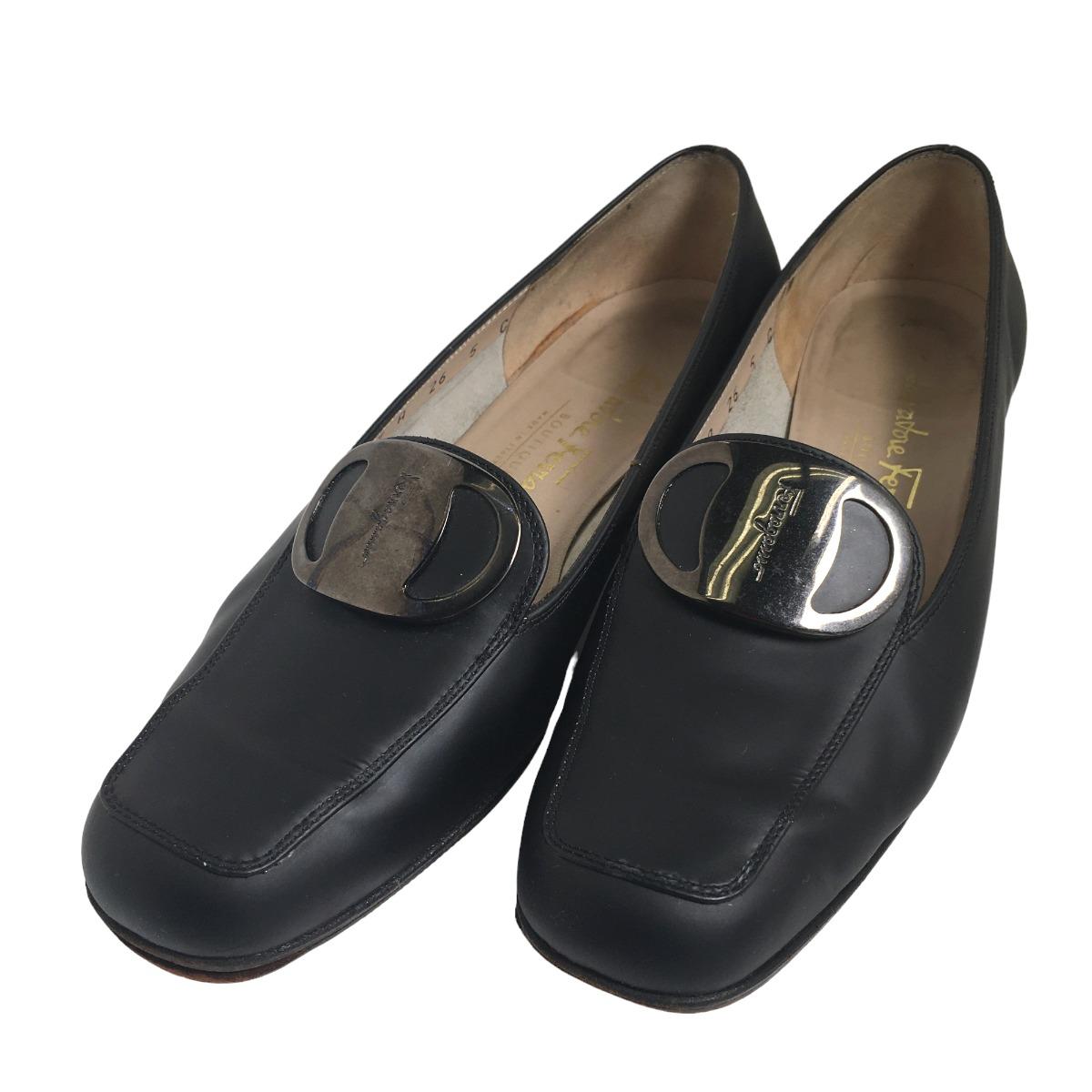 Salvatore Ferragamo Low heel Square toe pumps 5C Calfskin black Women Used