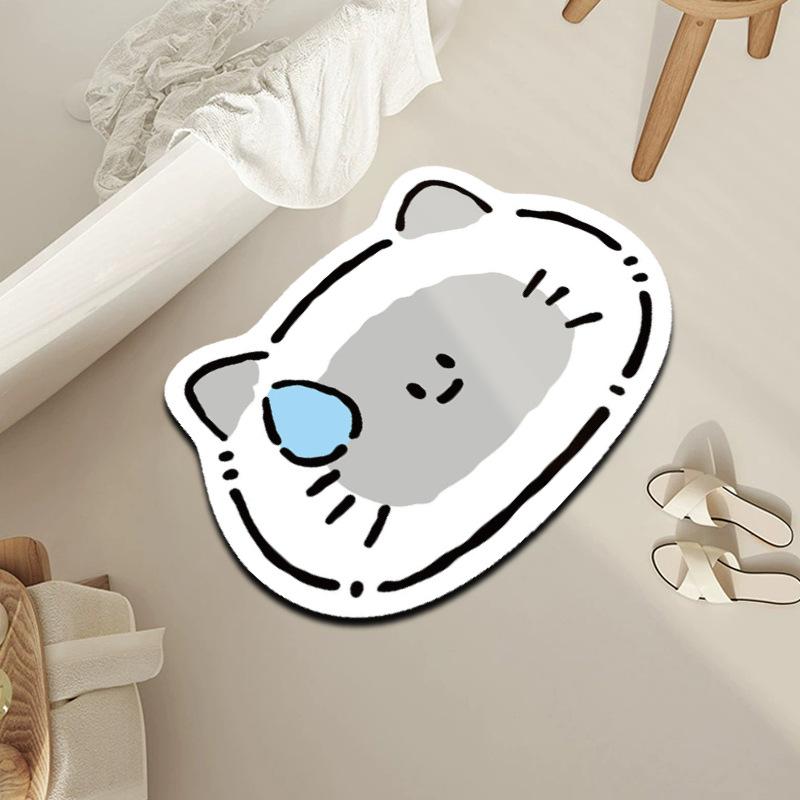 Cartoon Animal Doormat - Diatomaceous Earth Entrance Mat, Quick-Dry Absorbent Floor Mat For Bathroom, Durable And Non-Slip For Home Entryway