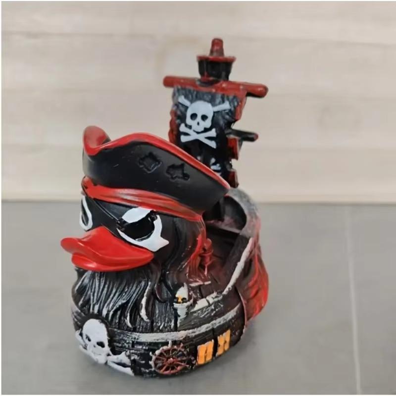 Resin Pirate Ship Duck Statue Ornament,Pirate Ship Duck Figures for Indoor Seafaring Theme Decor for Bedroom, Halloween,  Christmas, Easter