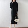 Women Sweater Dress 100% Wool TIDENOVEL O-neck Knit Long Pullover Winter Jumpers Wool Long Dress Female