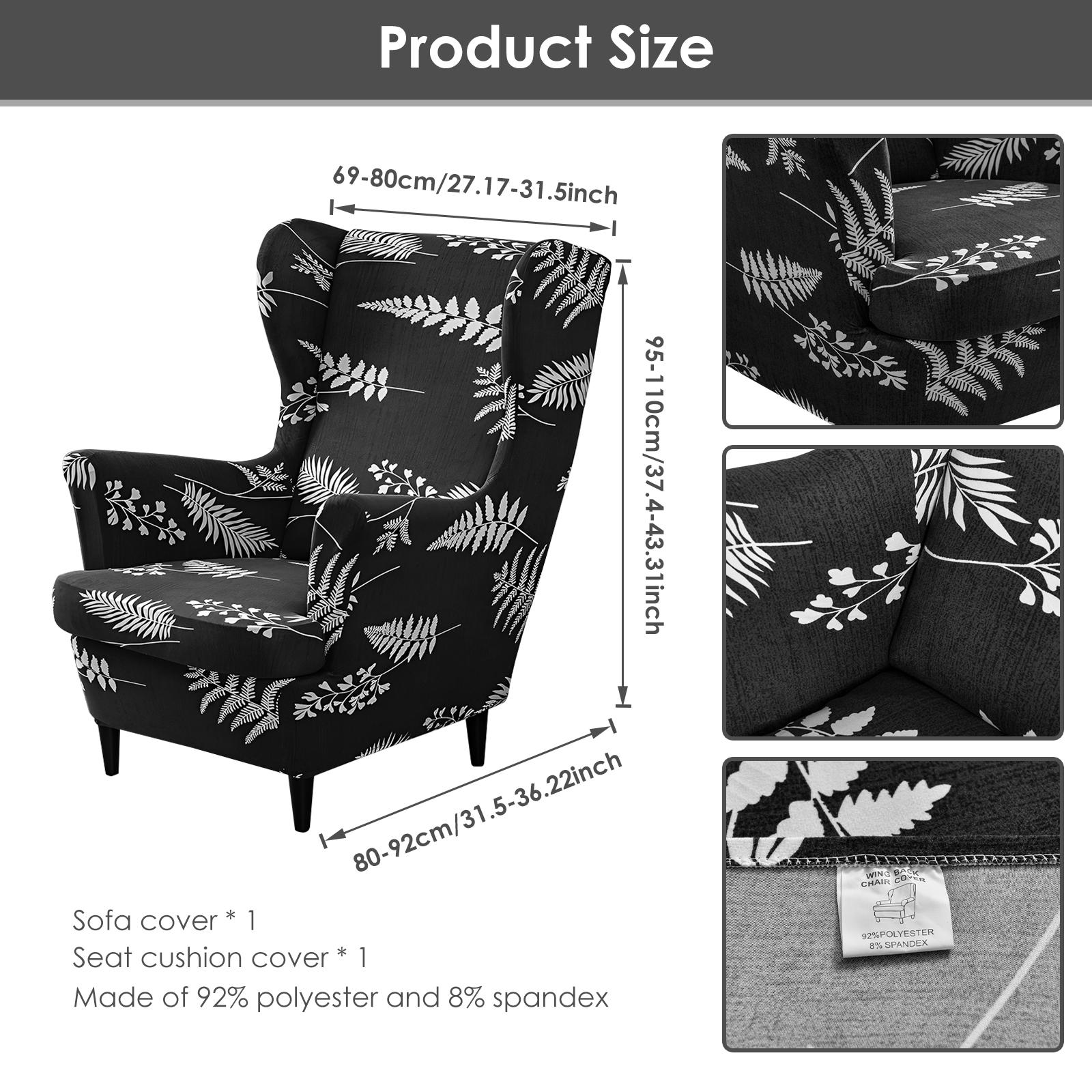 2Pcs/Set Elastic Wing Chair Cover Polyester Spandex Sofa Slipcover Full Package Single Sofa Cover Decorative Furniture Protector