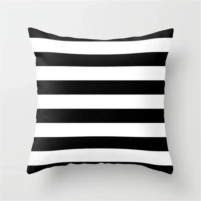 Nordic Stripes Geometric Cushions Cover  Black White Grey Polyester Pillowcase Sofa Car Home Decorative Pillow Case