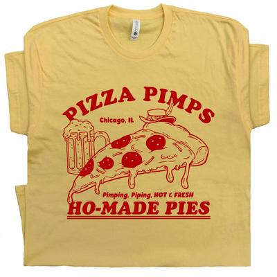 Śmieszna koszulka z pizzą Koszulka w stylu vintage z pizzą Koszulka restauracyjna Ofensywne koszulki Graficzna