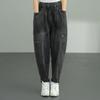 Spring Autumn Stylish Plus Size Denim Pants for Women, Double-layer Deep Pockets, High Waist Slimming Korean Style Loose Versatile Long Pants