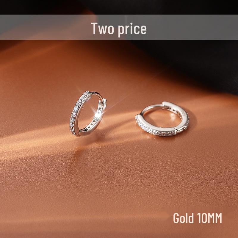 925 Sterling Silver Stud Earrings & Diamond-Set Ear Cuffs: Women's Elegant Hoop Jewelry for Pierced Ears - INS Style