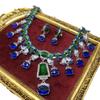 KEQIU Western vintage heavy industry blue rhinestone gemstone chain necklace earring