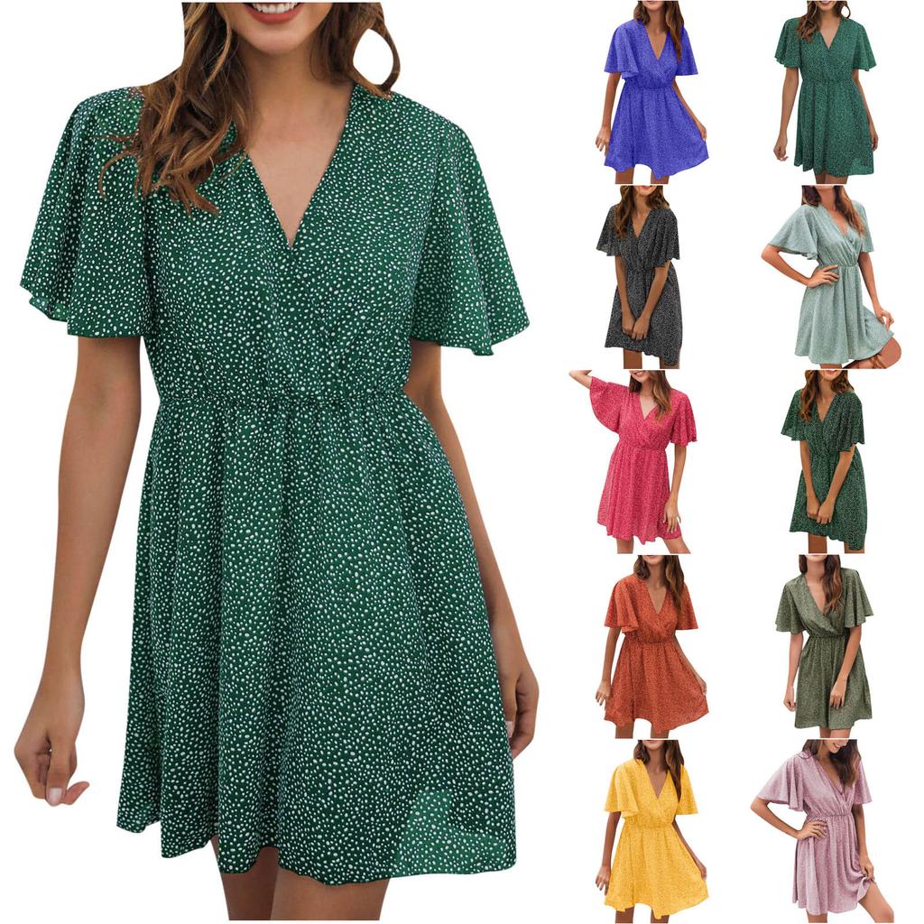Женское модное повседневное весенне-летнее платье до колена с v ...