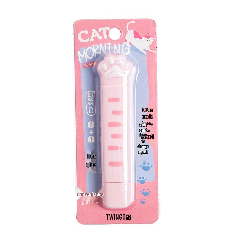 

Twingo Кошачья лапка Двусторонняя корректирующая лента и клей-точки - Мягкая, милая, двусторонняя лента розовый