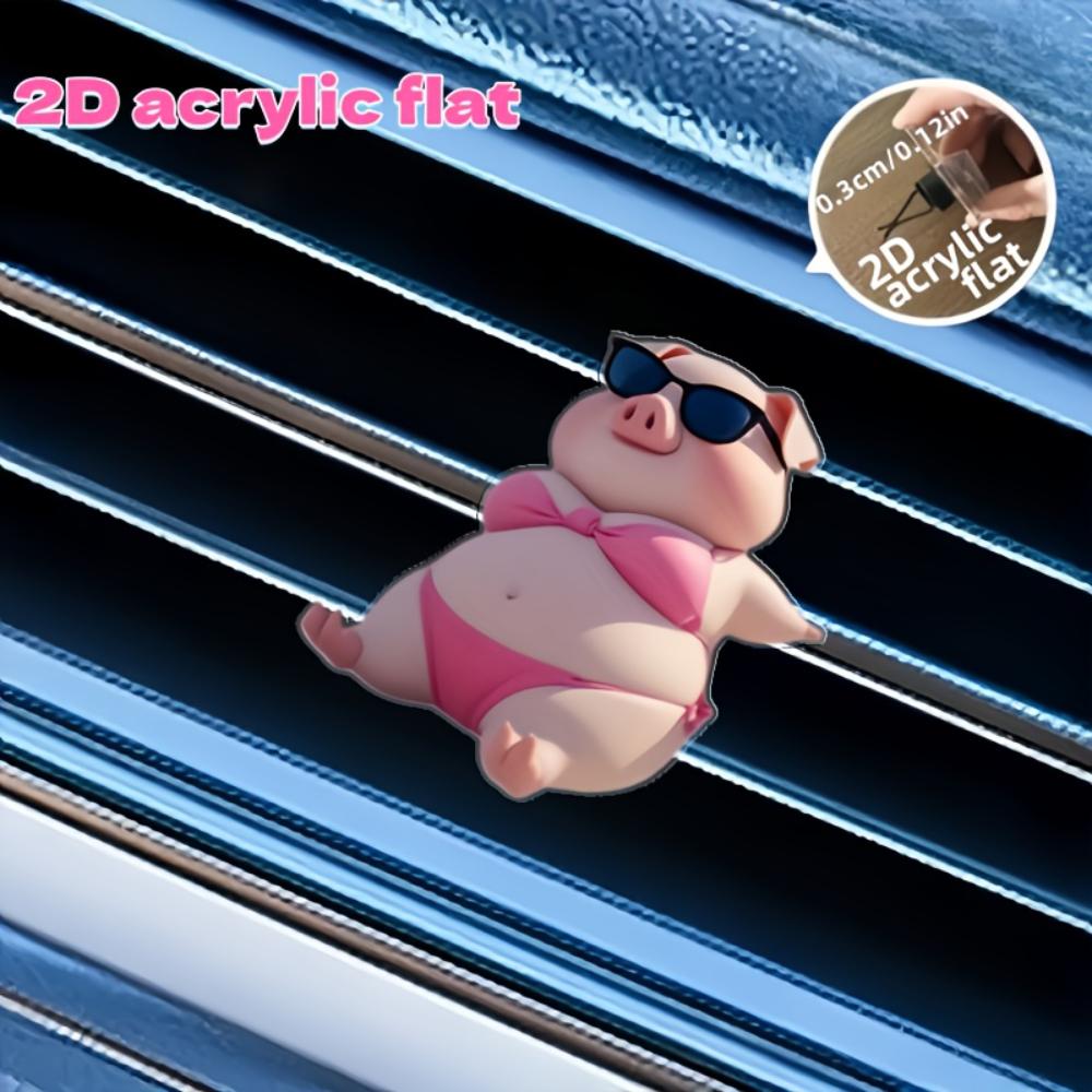2D Flat Pig Car Vent Clip Decorative Diffuser (fragrance Not Included), Car Interior Decoration, Aromatherapy Clip, Ideal for Holiday Gifts