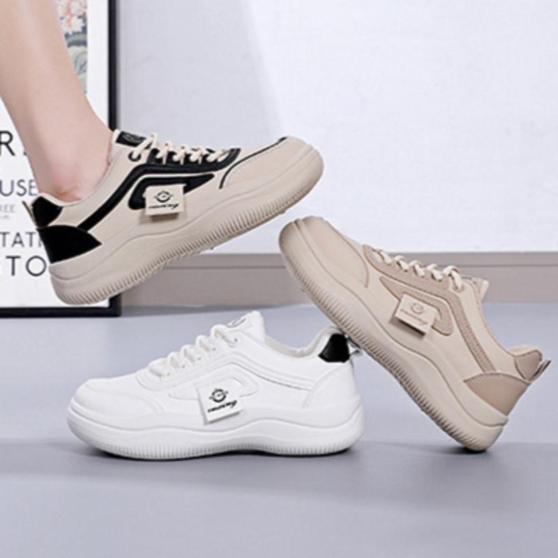 Genuine Leather White Shoes for Women Spring and Summer Sports Shoes Thick-soled Versatile Running Casual Shoes