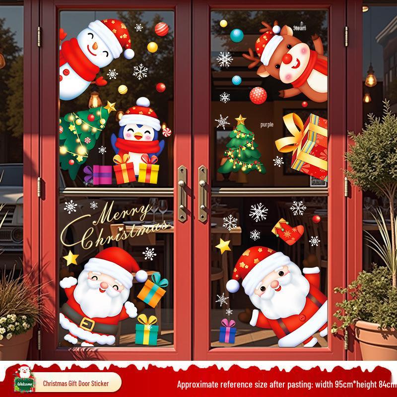 Santa Claus Christmas Window Clings - Tree, Door Stickers & Ornament Decor