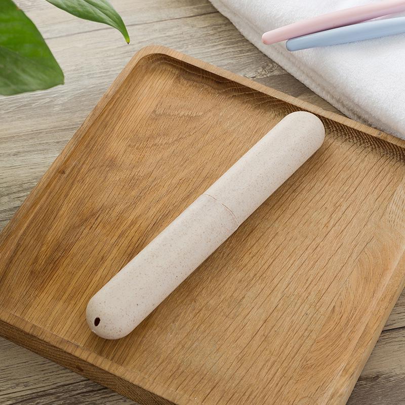 Compact Wheat Straw Travel Toothbrush Holder & Toiletries Storage Box