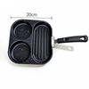 Iron Divided Egg Frying Pan Non-Stick 3/4 Section Grill Pan for Home Kitchen Breakfast Steak Cooking