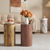 Elegant round walnut MDF coffee table – Modern living room decoration with minimalist design. Can be used as a side table, sofa table, or tea table.