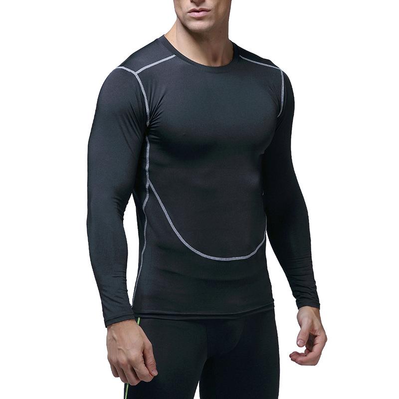 

Men s Quick-Dry Compression Long Sleeve Sports T-Shirt for Outdoor Basketball Fitness S чёрный