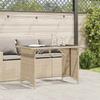 Garden Table with Glass Top Beige 110 X 68 X 70 Cm Poly Rattan