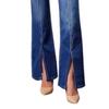 Neue Mode in Übergrößen Trendige Stretch-Jeans mit Schlitz vorne, Slim Fit Wide Leg Denim-Hose für Damen